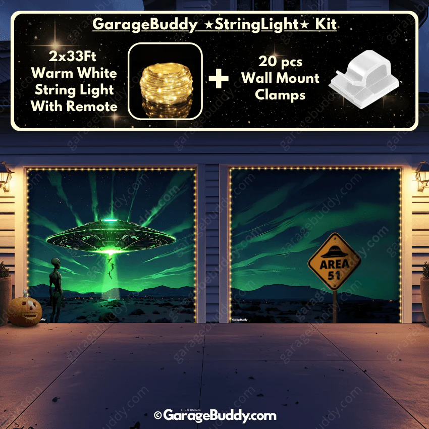 Alien Abduction (Glow) | Halloween Garage Door Cover - Image 11