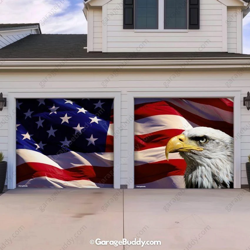 American Bald Eagle & US Flag | Patriotic Garage Door Cover - Image 16