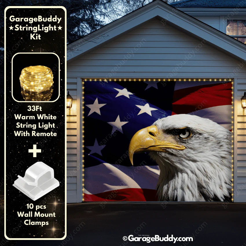 American Bald Eagle & US Flag | Patriotic Garage Door Cover - Image 3