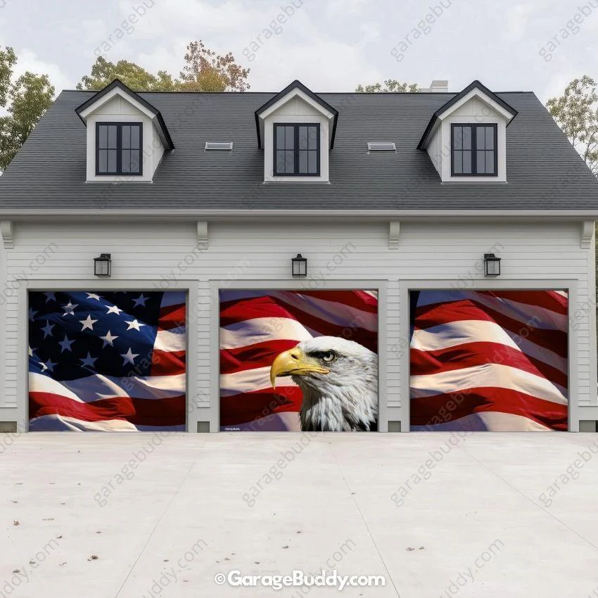 American Bald Eagle & US Flag | Patriotic Garage Door Cover - Image 7