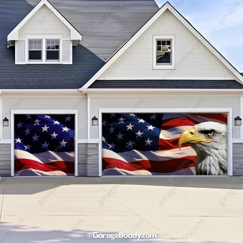 American Bald Eagle & US Flag | Patriotic Garage Door Cover - Image 8