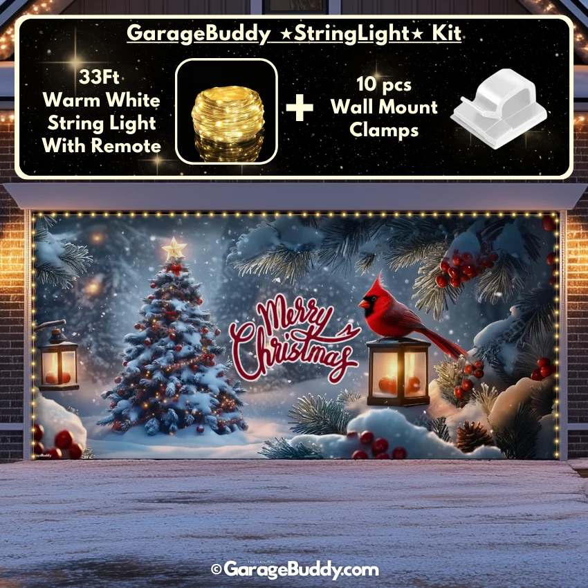 Cardinal's Christmas | Christmas Garage Door Cover - Image 24