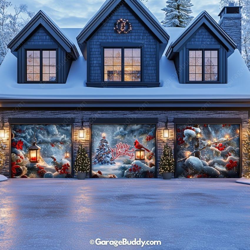 Cardinal's Christmas | Christmas Garage Door Cover - Image 7