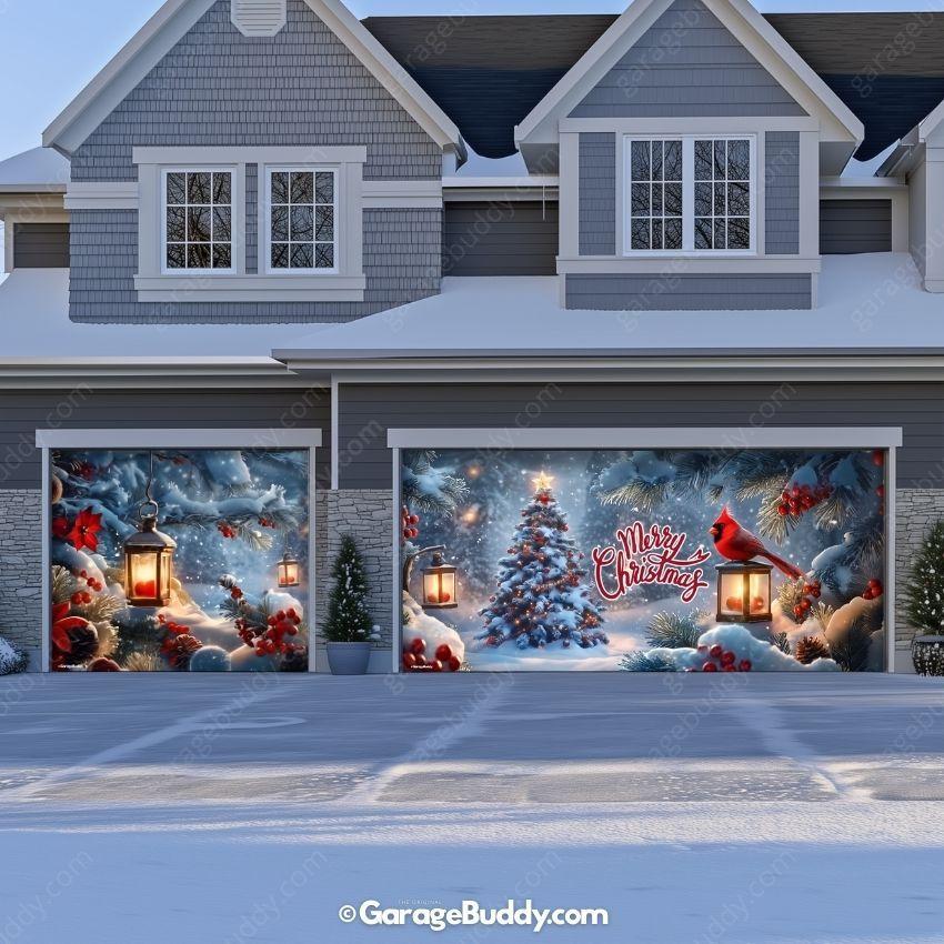 Cardinal's Christmas | Christmas Garage Door Cover - Image 8