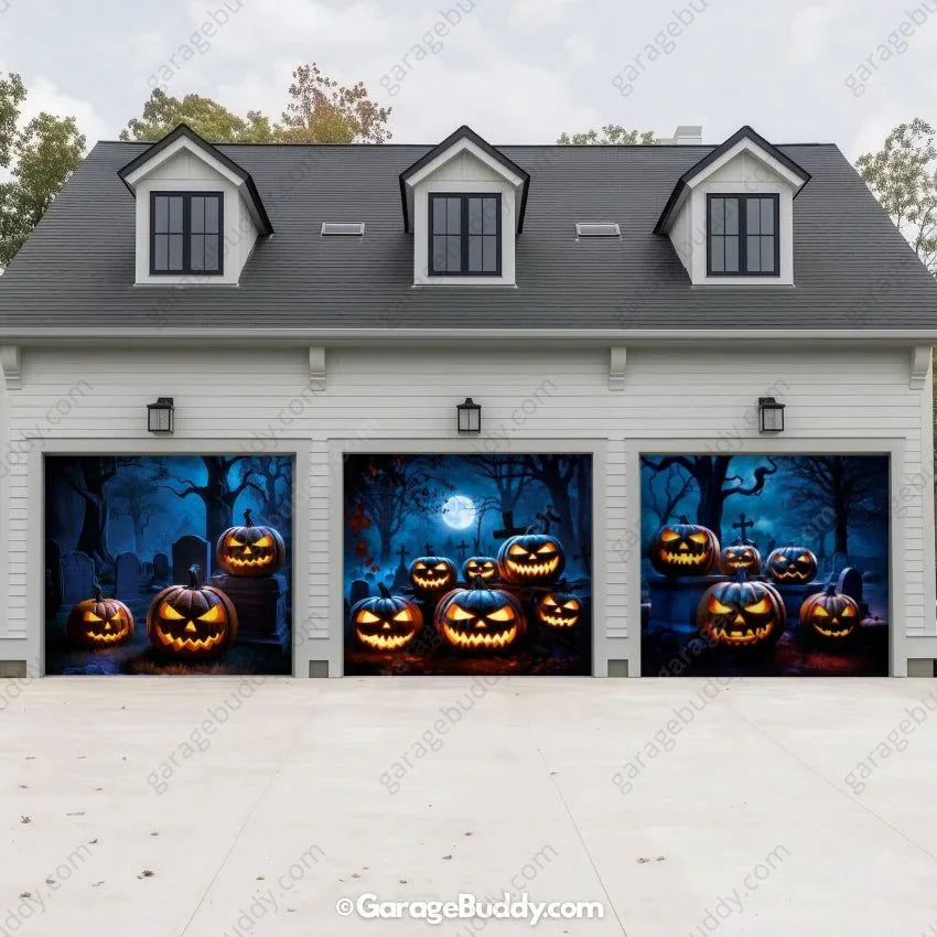 Cursed Pumpkins (Glow) | Halloween Garage Door Cover - Image 14