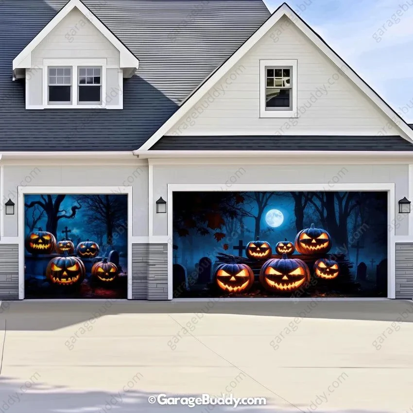 Cursed Pumpkins (Glow) | Halloween Garage Door Cover - Image 22