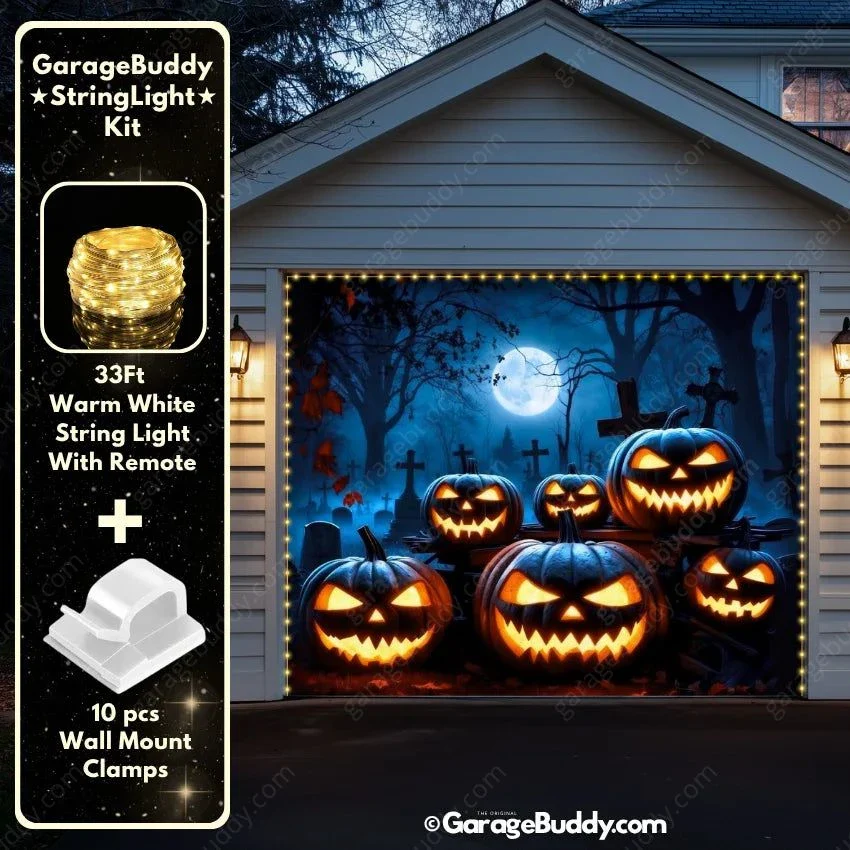 Cursed Pumpkins (Glow) | Halloween Garage Door Cover - Image 23
