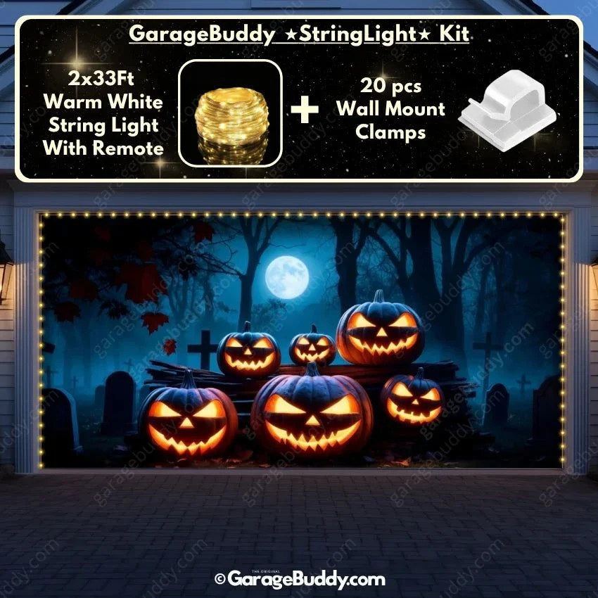 Cursed Pumpkins (Glow) | Halloween Garage Door Cover - Image 24