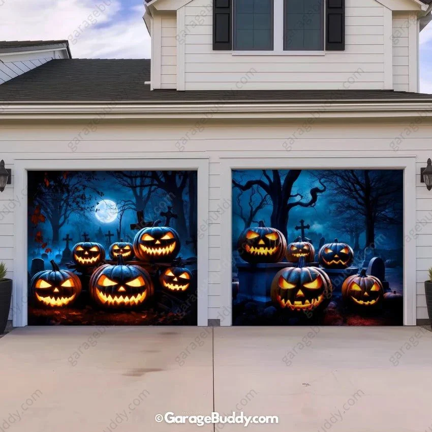 Cursed Pumpkins (Glow) | Halloween Garage Door Cover - Image 7