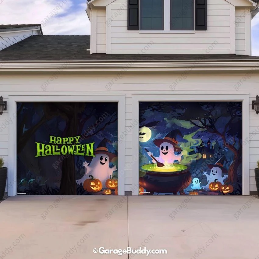 Cute Ghosts (Glow)| Halloween Garage Door Cover - Image 11