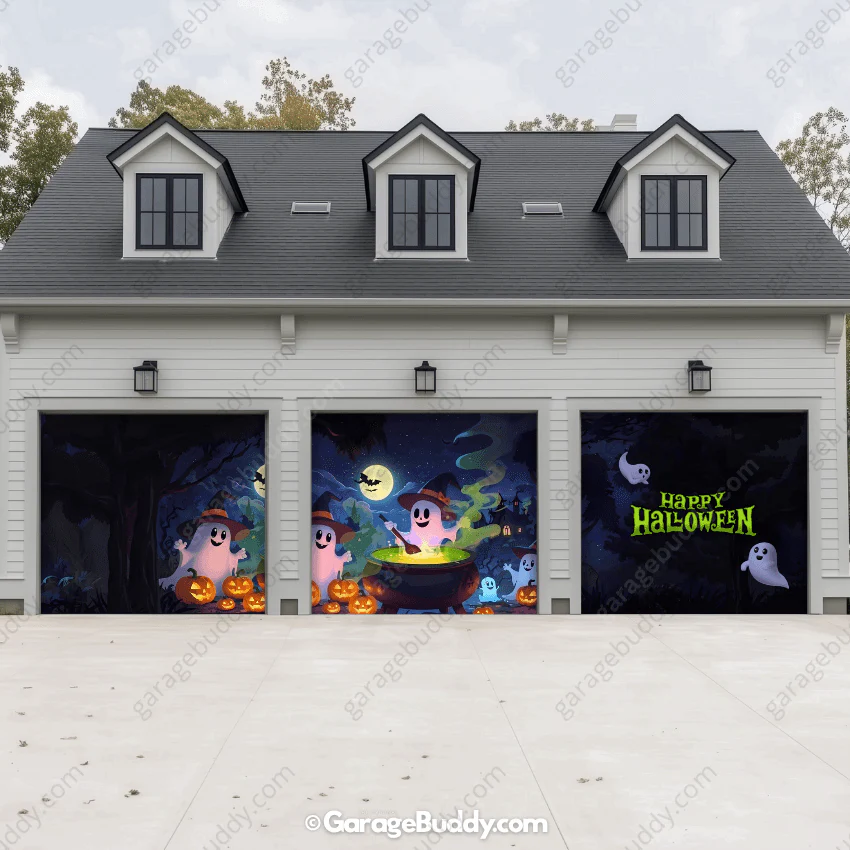 Cute Ghosts (Glow)| Halloween Garage Door Cover - Image 18