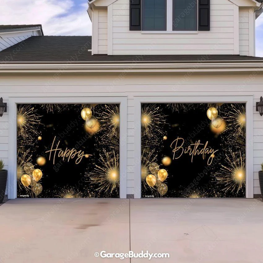 Happy Birthday Gold | GarageBuddy Garage Door Cover - Image 3