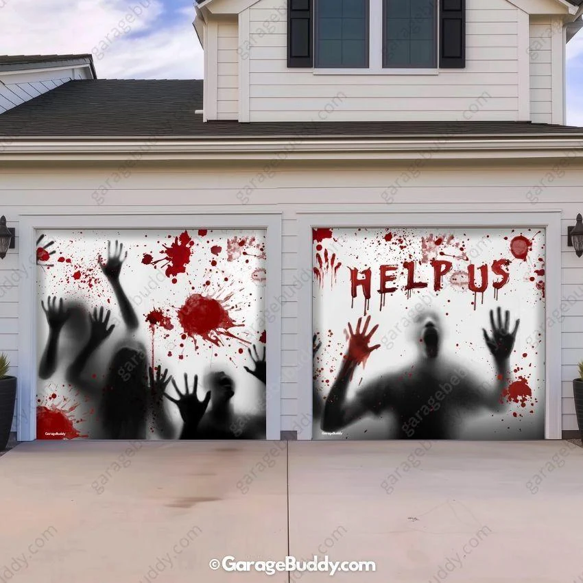 Help Us! | Halloween Garage Door Cover - Image 7