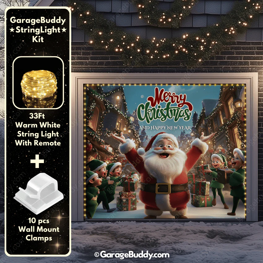 Santa And Elves | Christmas Garage Door Cover - Image 16