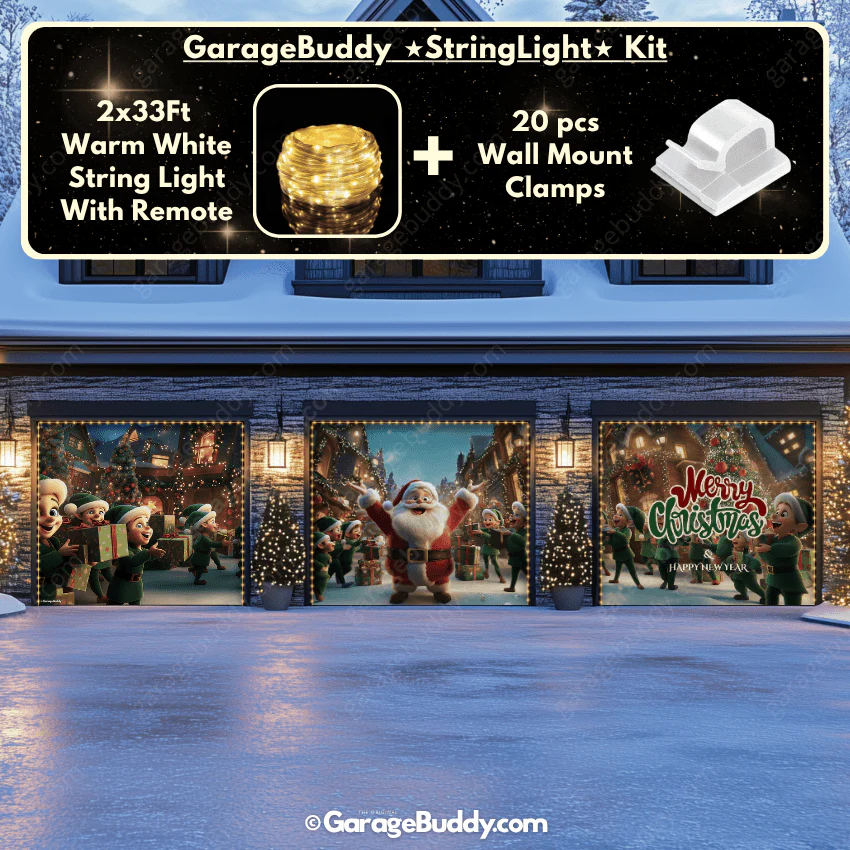 Santa And Elves | Christmas Garage Door Cover - Image 18