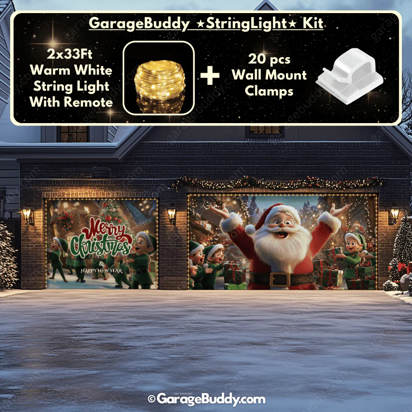 Santa And Elves | Christmas Garage Door Cover - Image 19