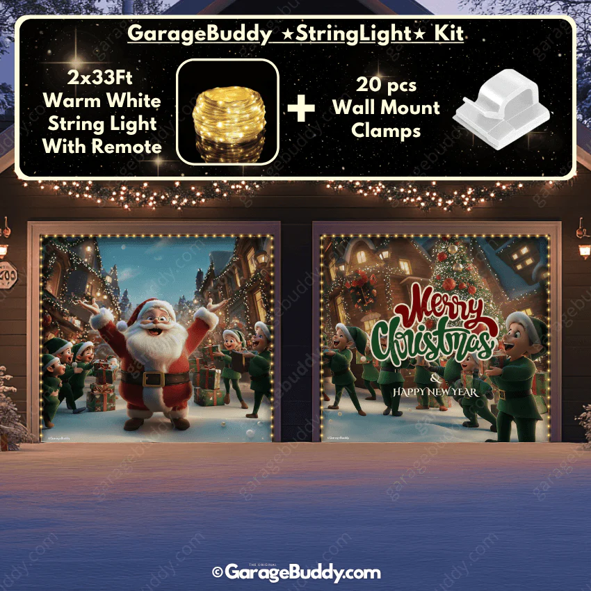 Santa And Elves | Christmas Garage Door Cover - Image 20