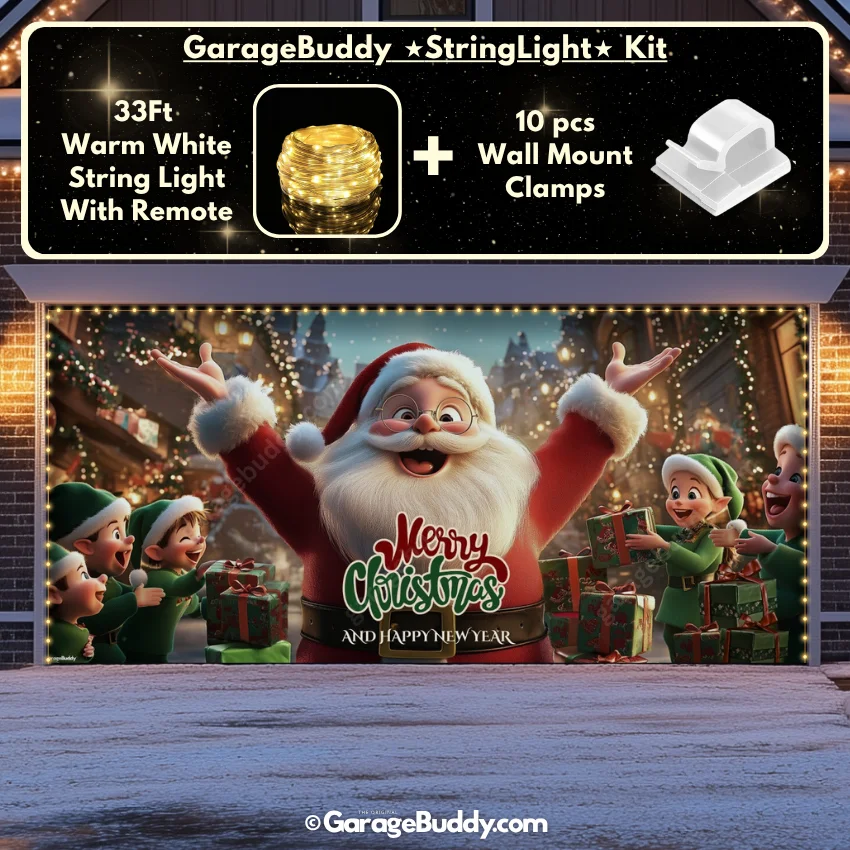 Santa And Elves | Christmas Garage Door Cover - Image 24