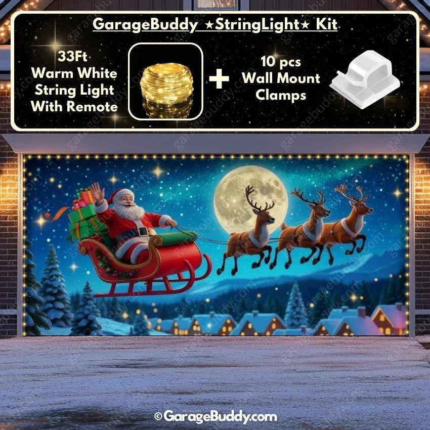 Santa's Flight (Glow) | Christmas Garage Door Cover - Image 14