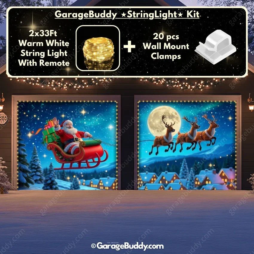 Santa's Flight (Glow) | Christmas Garage Door Cover - Image 15