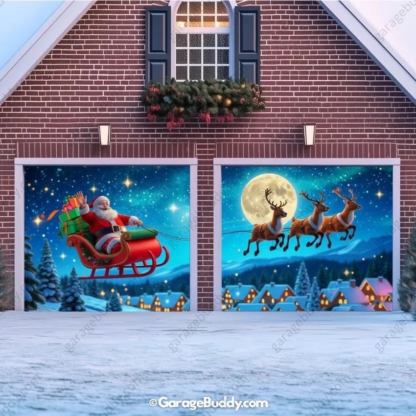 Santa's Flight (Glow) | Christmas Garage Door Cover - Image 17