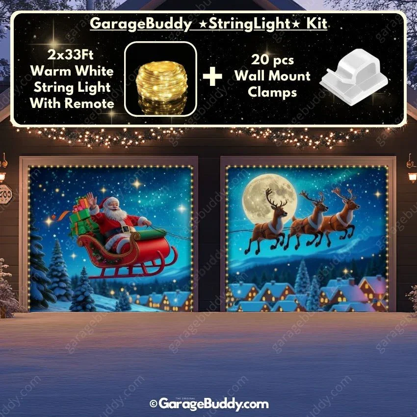 Santa's Flight (Glow) | Christmas Garage Door Cover - Image 18
