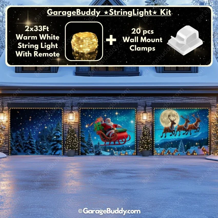 Santa's Flight (Glow) | Christmas Garage Door Cover - Image 19