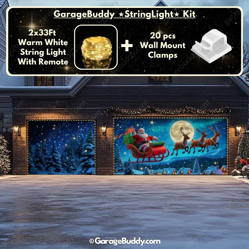 Santa's Flight (Glow) | Christmas Garage Door Cover - Image 20