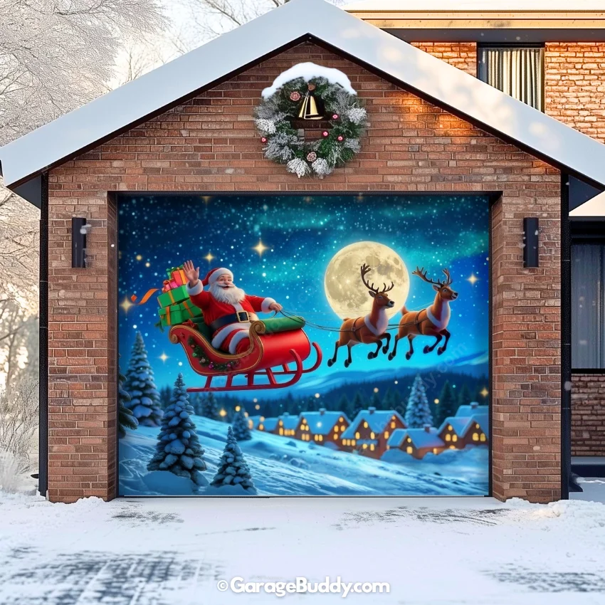 Santa's Flight (Glow) | Christmas Garage Door Cover - Image 25
