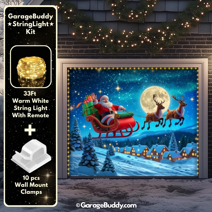 Santa's Flight (Glow) | Christmas Garage Door Cover - Image 6