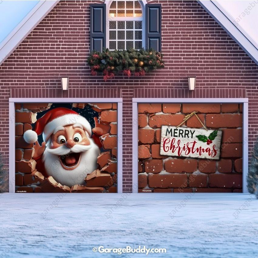 Santa's Surprise | Christmas Garage Door Cover - Image 12