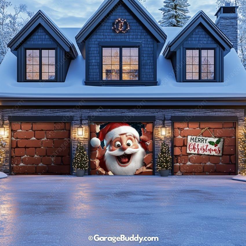 Santa's Surprise | Christmas Garage Door Cover - Image 7