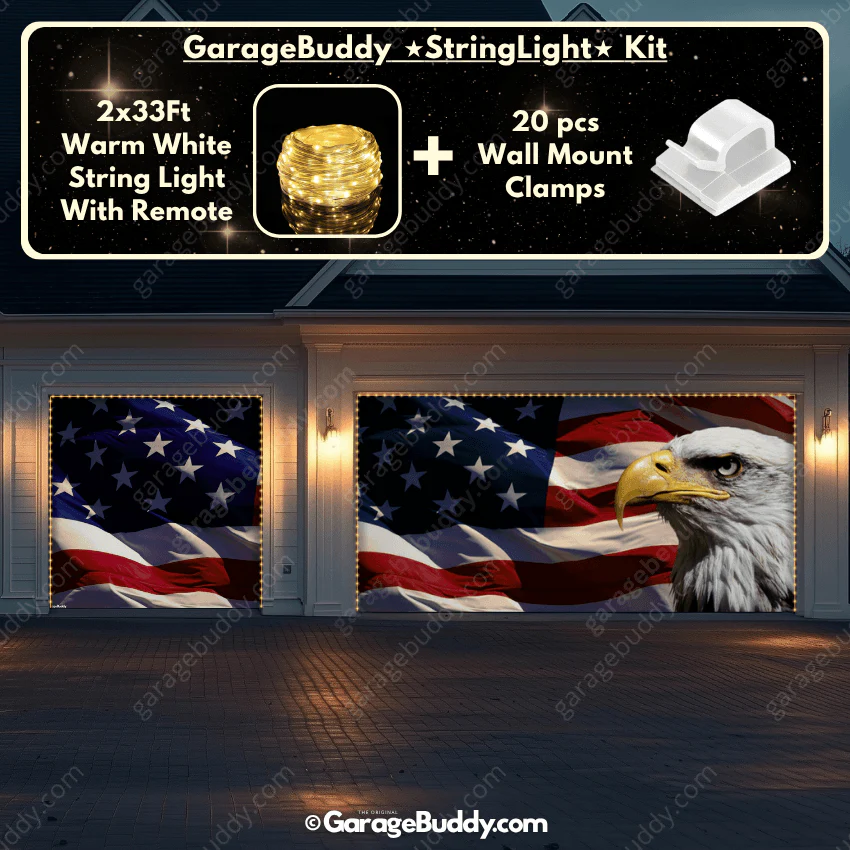 American Bald Eagle & US Flag | Patriotic Garage Door Cover - Image 12