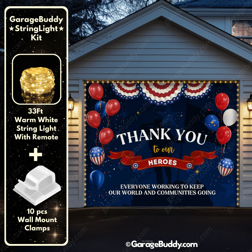 Thank You Heroes | Patriotic Garage Door Cover - Image 4