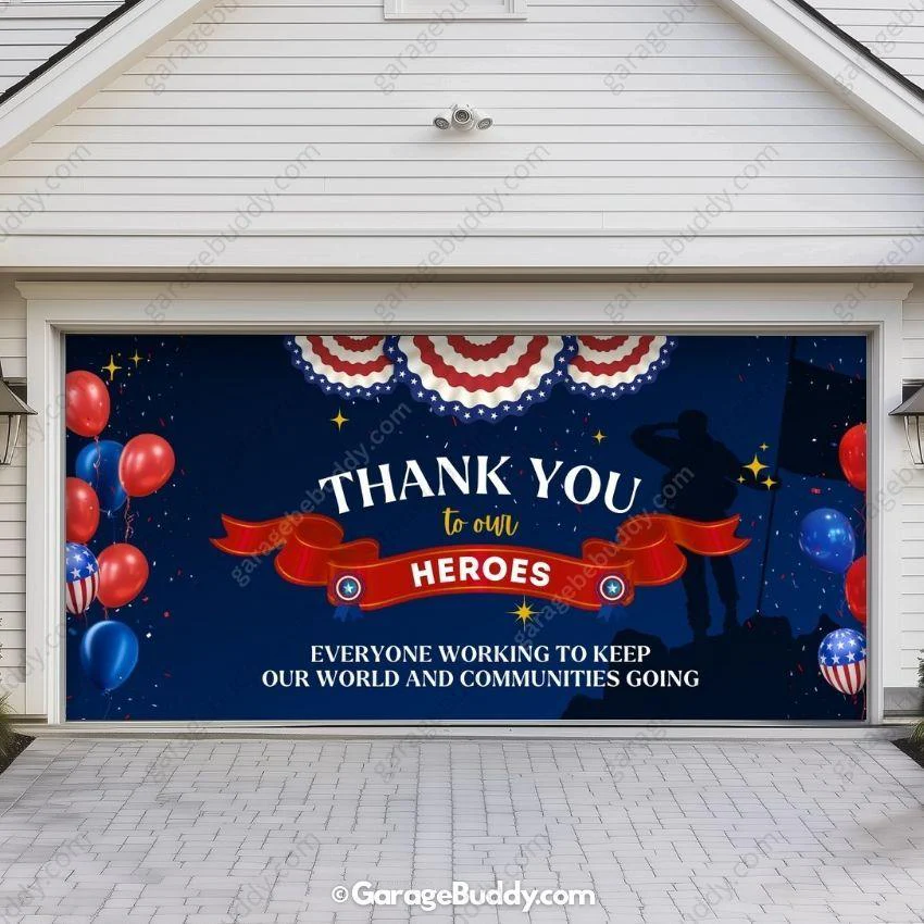 Thank You Heroes | Patriotic Garage Door Cover - Image 6