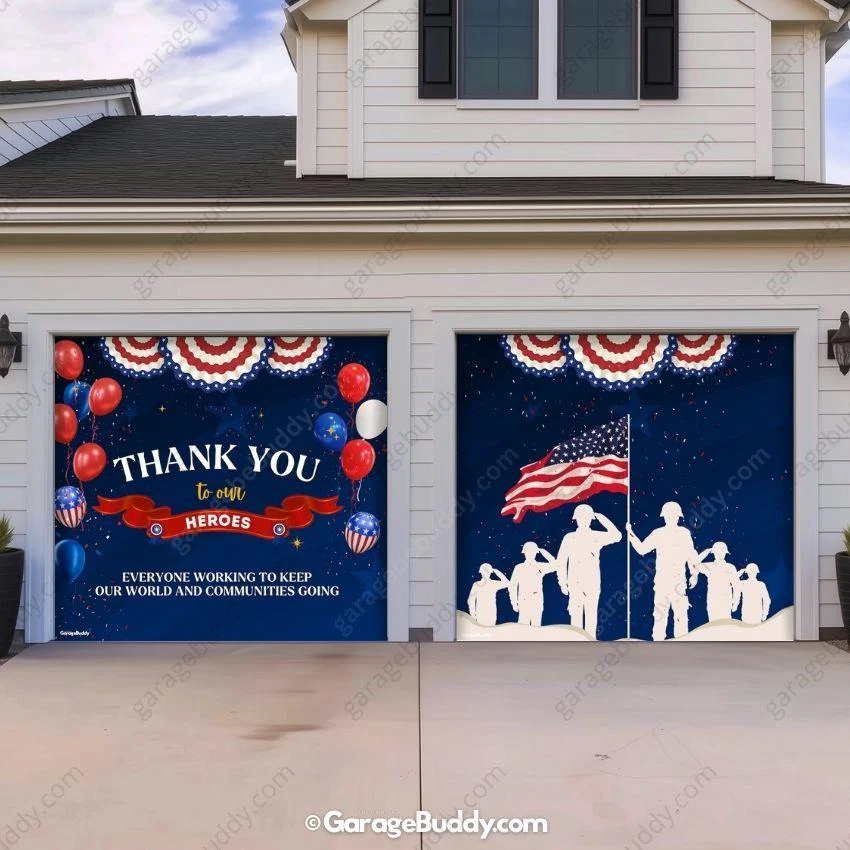 Thank You Heroes | Patriotic Garage Door Cover - Image 7