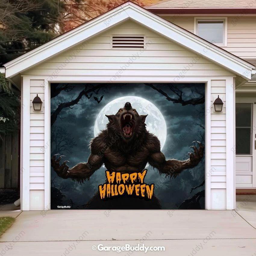 Werewolf Scene | Halloween Garage Door Cover - Image 14